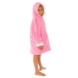 Girls wearable pink fluffy blanket