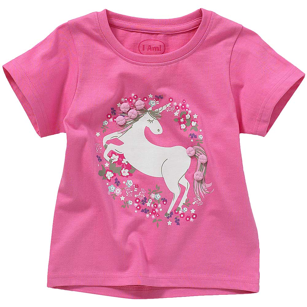Girls Unicorn Pom Pom T-Shirt