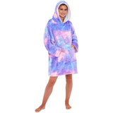 Womens Purple Galaxy Fleece Wearable Hoodie Blanket