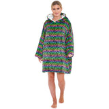 Adults Rainbow Animal Fleece Wearable Hoodie Blanket