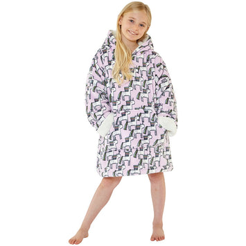 Girls Pink Unicorn Fleece Wearable Hoodie Blanket