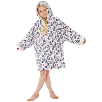 Girls Pink Unicorn Fleece Wearable Hoodie Blanket
