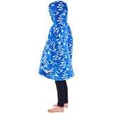 Child's Blue Camouflage Fleece Wearable Hoodie Blanket