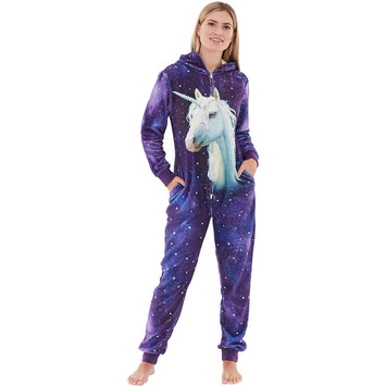 Womens Digital Unicorn Fleece Onesie