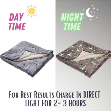 Lilac Grey Glow In The Dark Unicorn Blanket