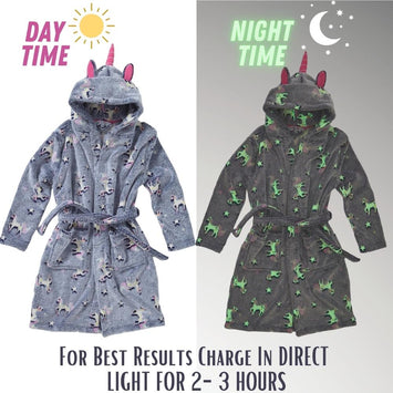 Child's Lilac & Pink Glow In The Dark Unicorn Dressing Gown