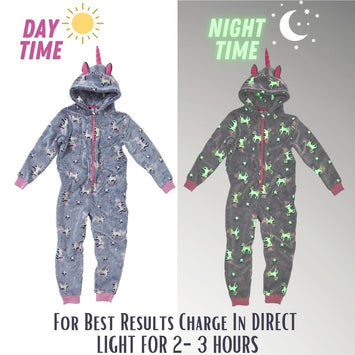 Girls Glow In The Dark Unicorn Onesie