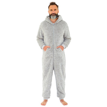 Grey Adult Fluffy Fleece Onesie