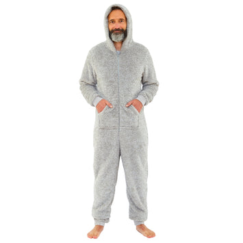 Grey Adult Fluffy Fleece Onesie