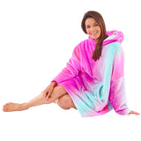 Womens Neon Ombre Fleece Wearable Hoodie Blanket