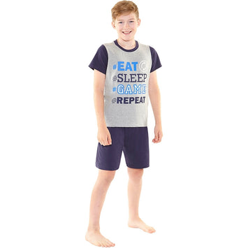 Boys Eat Sleep Game Repeat Shortie Pyjamas