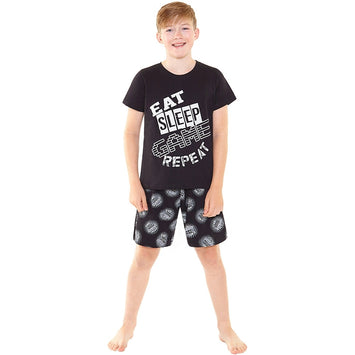 Boys Eat Sleep Game Repeat Shortie Pyjamas