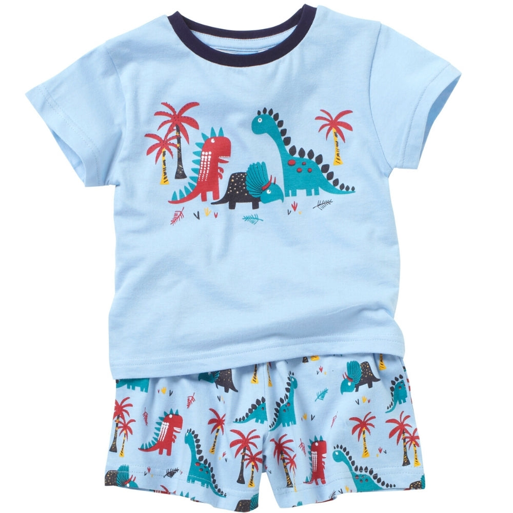 Boys Dinosaur Graphic Print Baby Blue Shortie Pyjamas