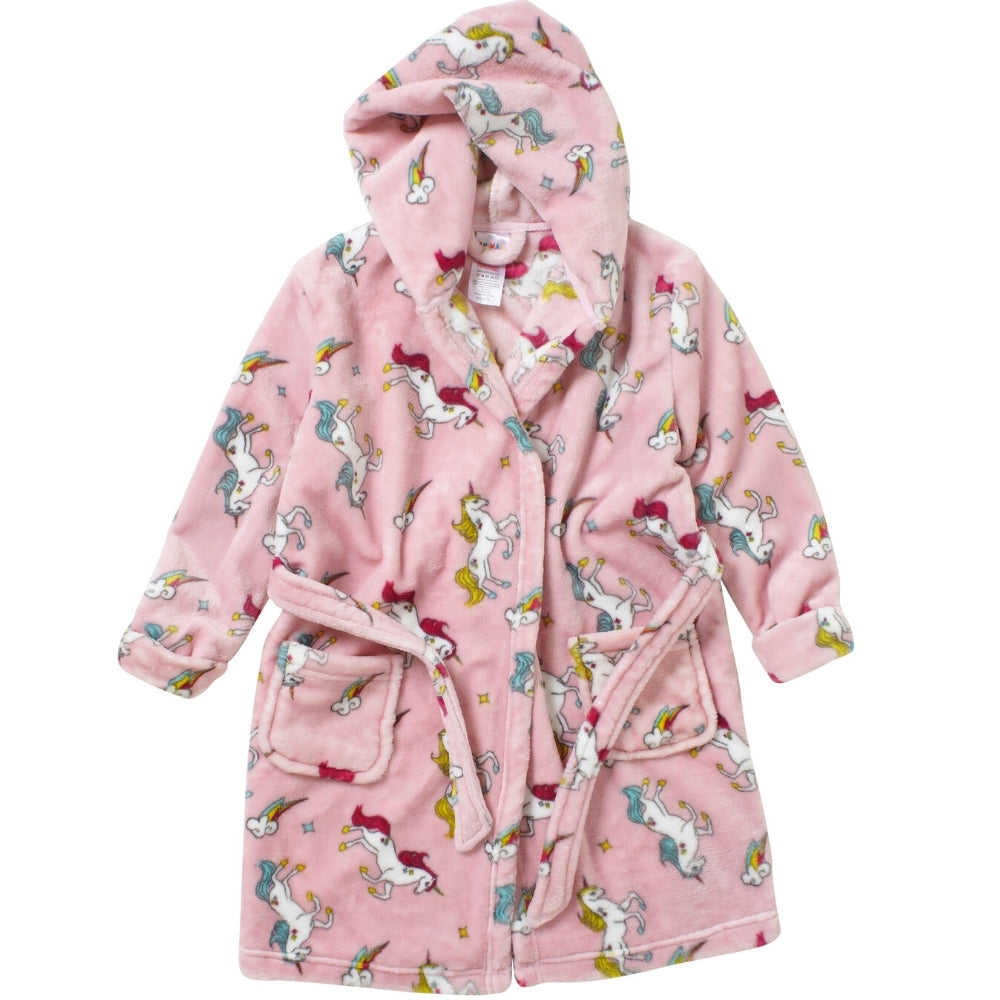 unicorn dressing gown ladies Girls Bathrobe Rainbow 3D Animal Unicorn Fleece Dressing Gowns Loungewears 2-1