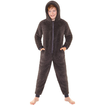 Boys Fluffy Fleece Onesie | Kids Fleece Onesie
