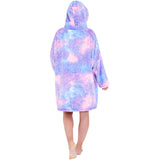 Womens Purple Galaxy Fleece Wearable Hoodie Blanket