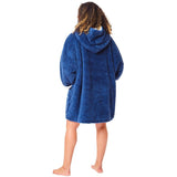 Adult Blue Navy Fluffy Fleece Wearable Hoodie Blanket