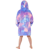 Girls Purple & Blue Galaxy Fleece Wearable Hoodie Blanket