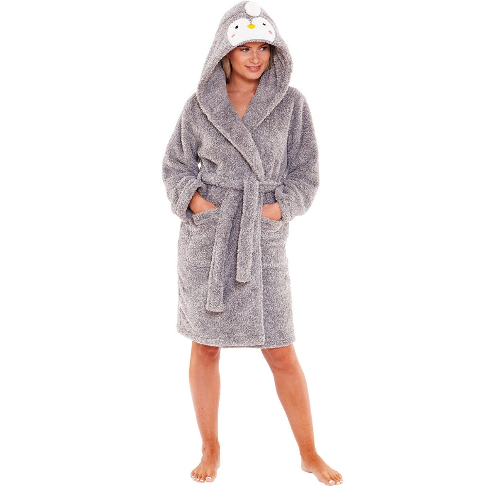 ladies penguin dressing gown Womens Penguin Dressing Gown - Grey / 18 - 20