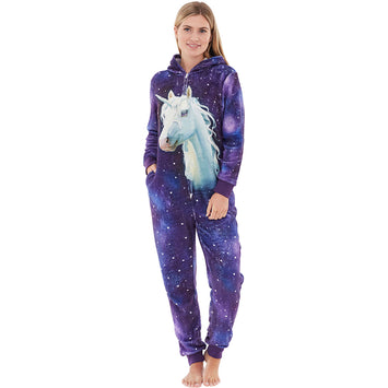 Womens Digital Unicorn Fleece Onesie