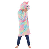 Rainbow Multicolour Unicorn Hooded Cuddle Blanket