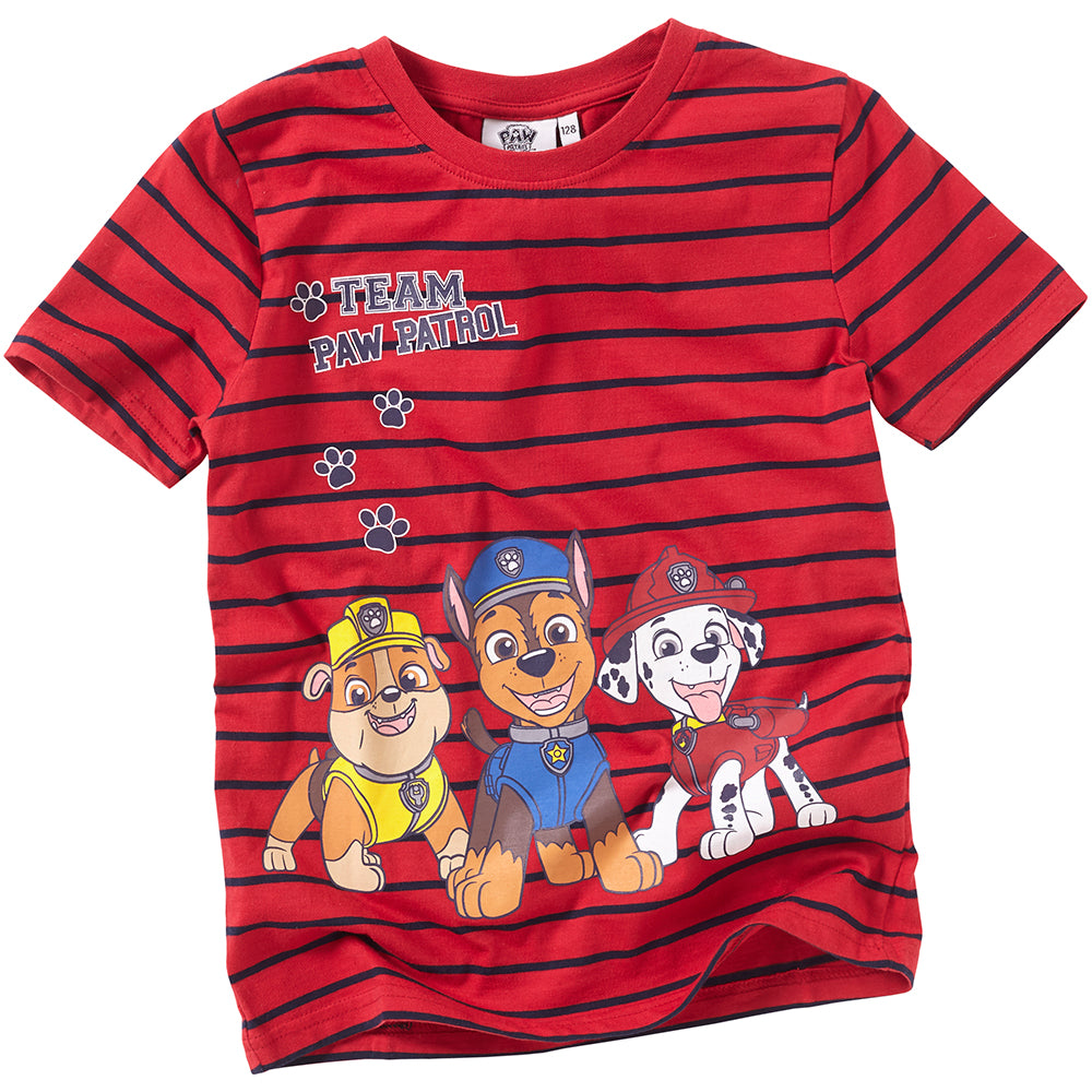 Paw Patrol Red Striped T-Shirt Characters