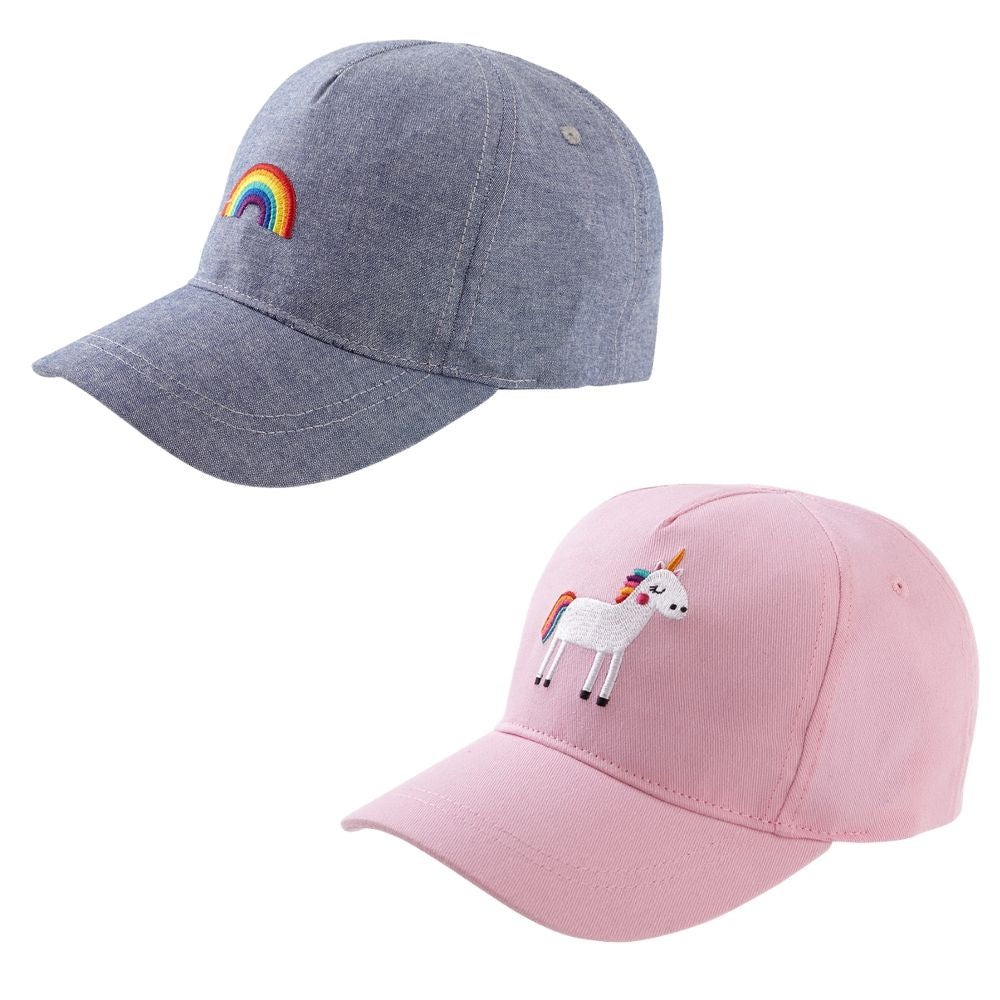 Lilac & Pink 2 Pack Unicorn Rainbow Peak Caps